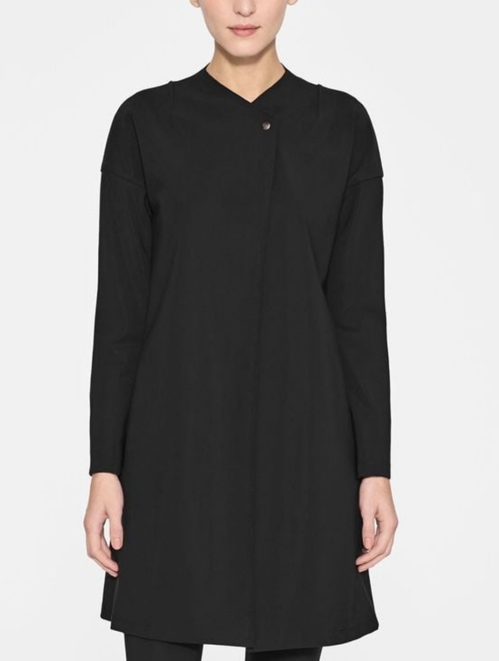 Sarah Pacini Black Asymmetrical Long Jacket Made in Italy Size 4 Minimalist